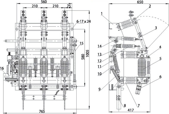 Схема вакуумного выключателя ZN -12(D)/T630-20
